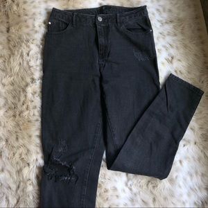 Black distressed Mom Jeans